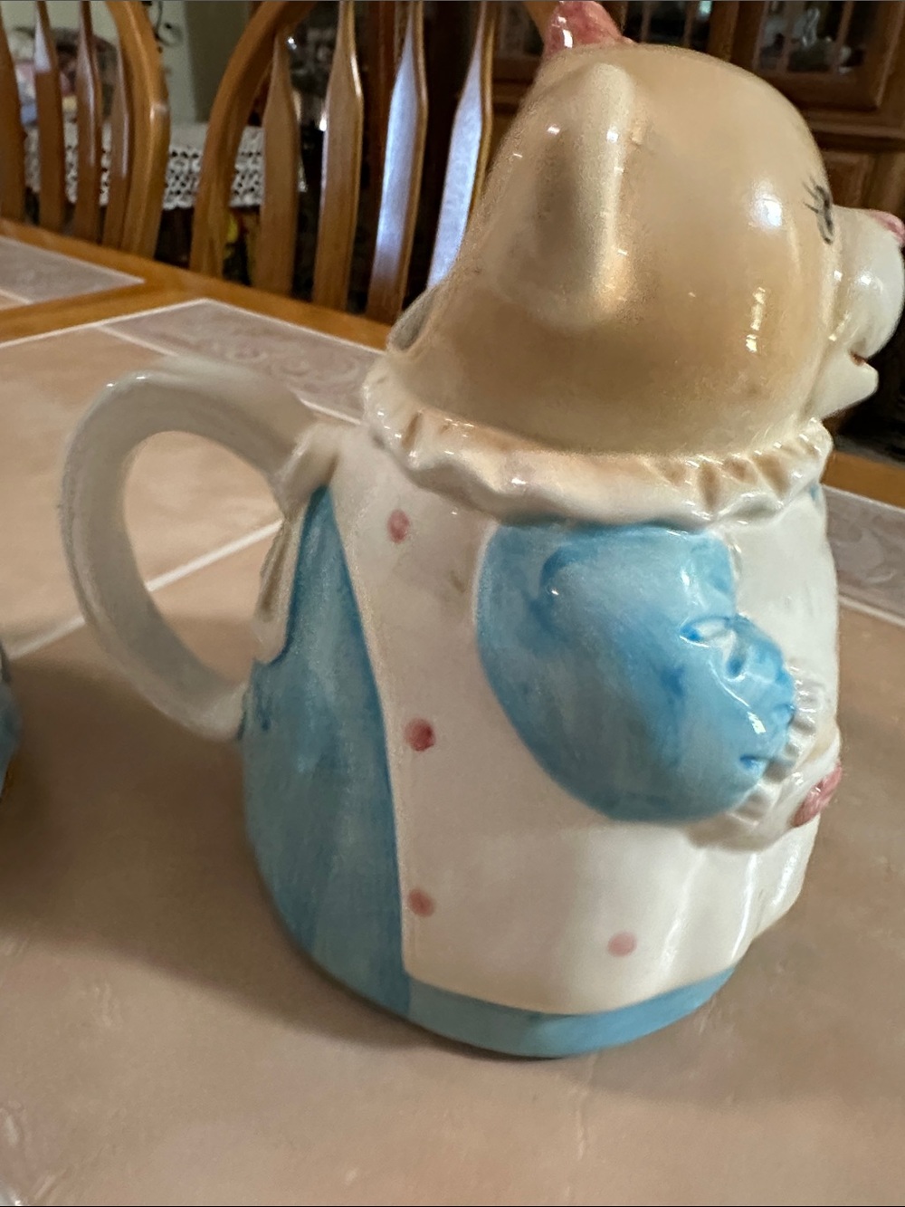 VTG Ceramic Bear Cookie Jars - Cream and Blue Decorative Set - Picture 12 of 14